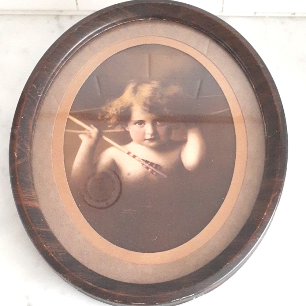 Vintage Large Framed "Cupid Awake"